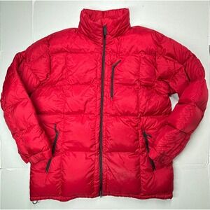 VTG Foot Locker Mens 2XL Down Puffer Jacket Red Quilted‎ Insulated Winter Nylon